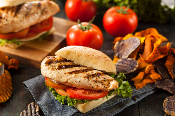 Grilled Chicken, Tomato, and Onion Sandwiches