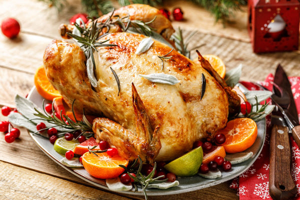 Grilled Rotisserie Turkey, Dry Brined with Orange and Spices