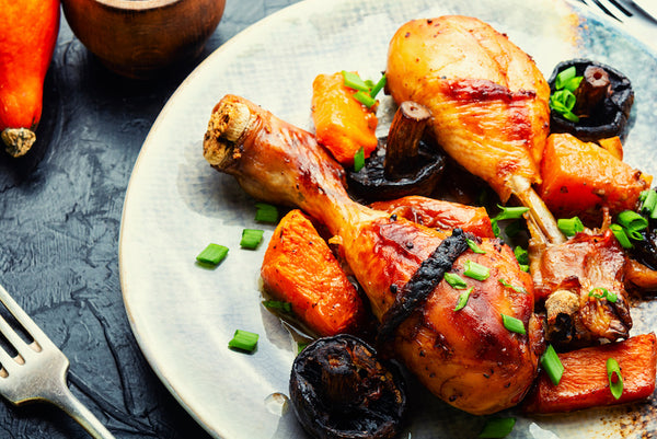 Juicy Grilled Glazed Autumn Chicken with Apple Pumpkin Sauce
