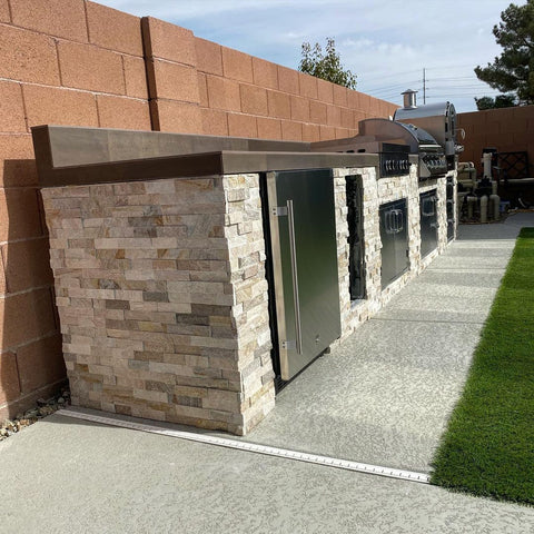 Sleek Brand-New Outdoor Kitchen in Las Vegas for Eating and Swimming All Summer Long
